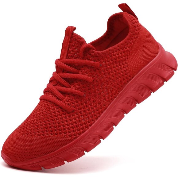 Women Red Running Tennis Walking Lightweight Shoes Slip On Workout Sneakers - Picture 1 of 7
